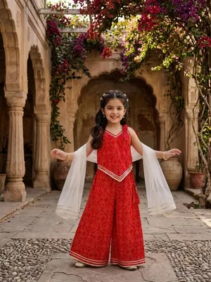 Girls Indo Western Bandhani Set