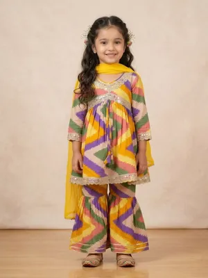 Girls Cotton Kurti Sharara Set with Dupatta