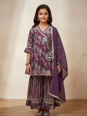 Girls Cotton Kurti Sharara Set with Dupatta