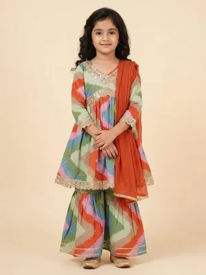 Girls Cotton Kurti Sharara Set with Dupatta
