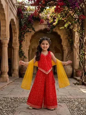 Girls Indo Western Bandhani Set
