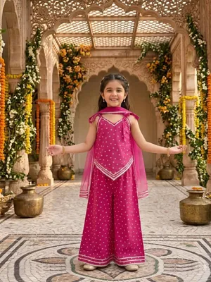 Girls Indo Western Bandhani Set