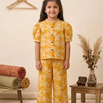 Girls Frill Collar Top & Pant Co-Ord set