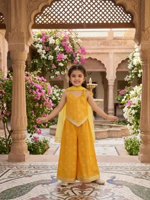 Girls Indo Western Bandhani Set