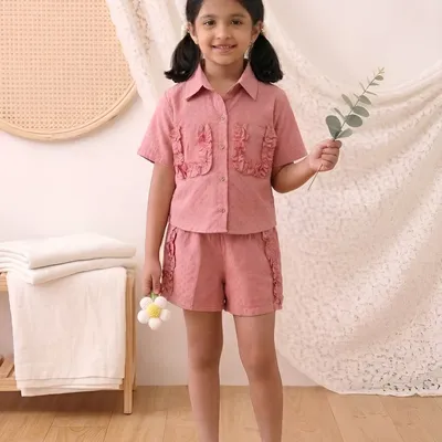 Girls Shirt & Shorts Co-Ord Set