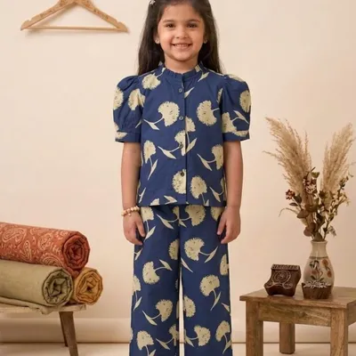 Girls Frill Collar Top & Pant Co-Ord set