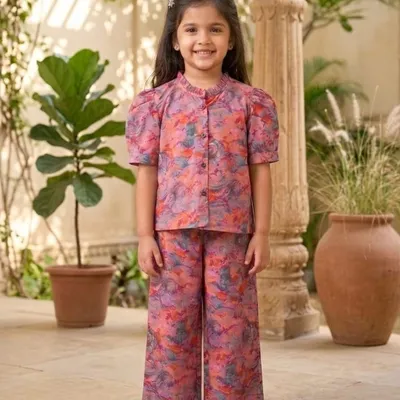 Girls Frill Collar Top & Pant Co-Ord set