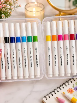 Rainbow colours acrylic marker set