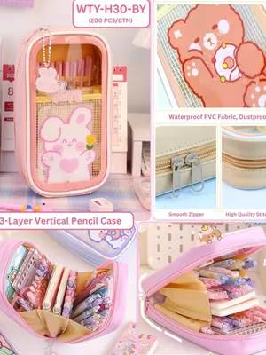 Character theme multilayer pencil pouch