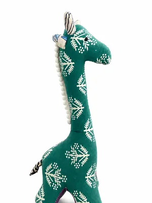 EcoPlushie Handmade Giraffe Plush Toy – Sustainable Recycled Fabric Soft Toy for Kids