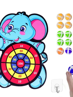 Kidology Elephant Dart Board Game with 10 Balls, Kids Target Throwing Toy, Indoor Active Play Game for Boys & Girls