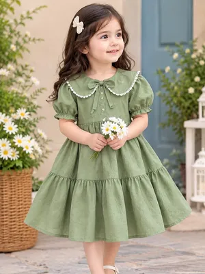  Green Flared  Frock for Baby Girls 