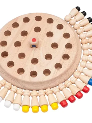 Wooden Color Memory Chess Game for Kids Age 3+ | Wooden Memory Match Stick Chess Board Game | Brain Puzzle Toy for Boys, Girls & Adults | Montessori Learning & Family Game