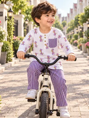 Gigis Purple Parade Kids Unisex Night Suit